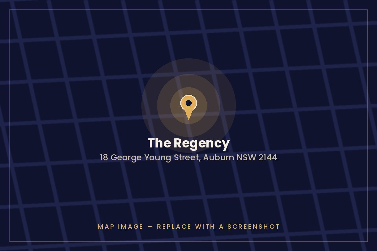 Map showing the location of The Regency, 18 George Young Street, Auburn NSW 2144